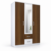 دولاب MDF 3 ضلف أبيض وبني - 210×120×50 سم