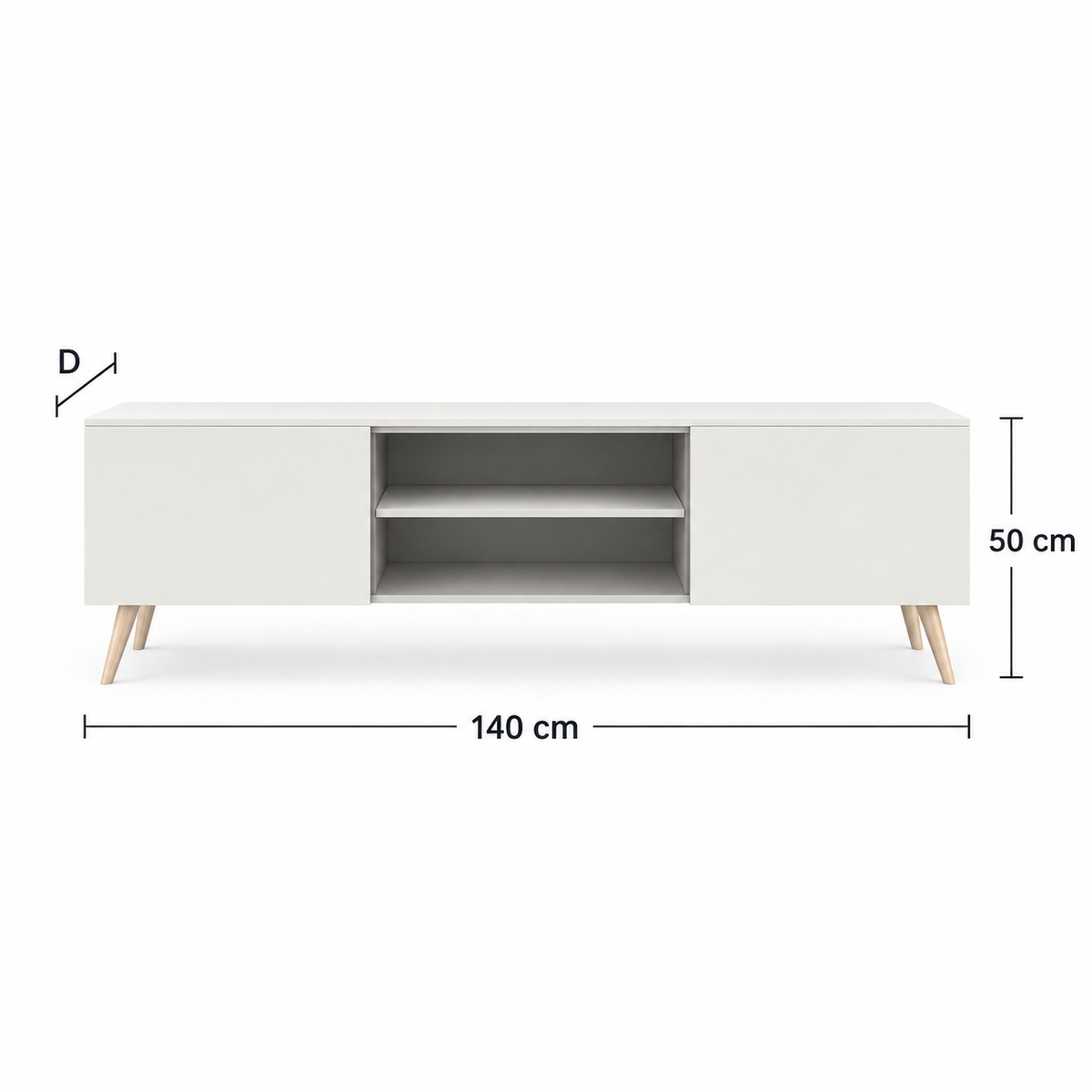 وحدة تلفزيون MDF أبيض وبيچ - 50×160×30 سم