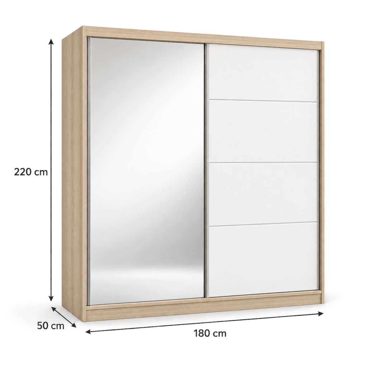 دولاب MDF ضلفتين بيچ - 220×180×50 سم