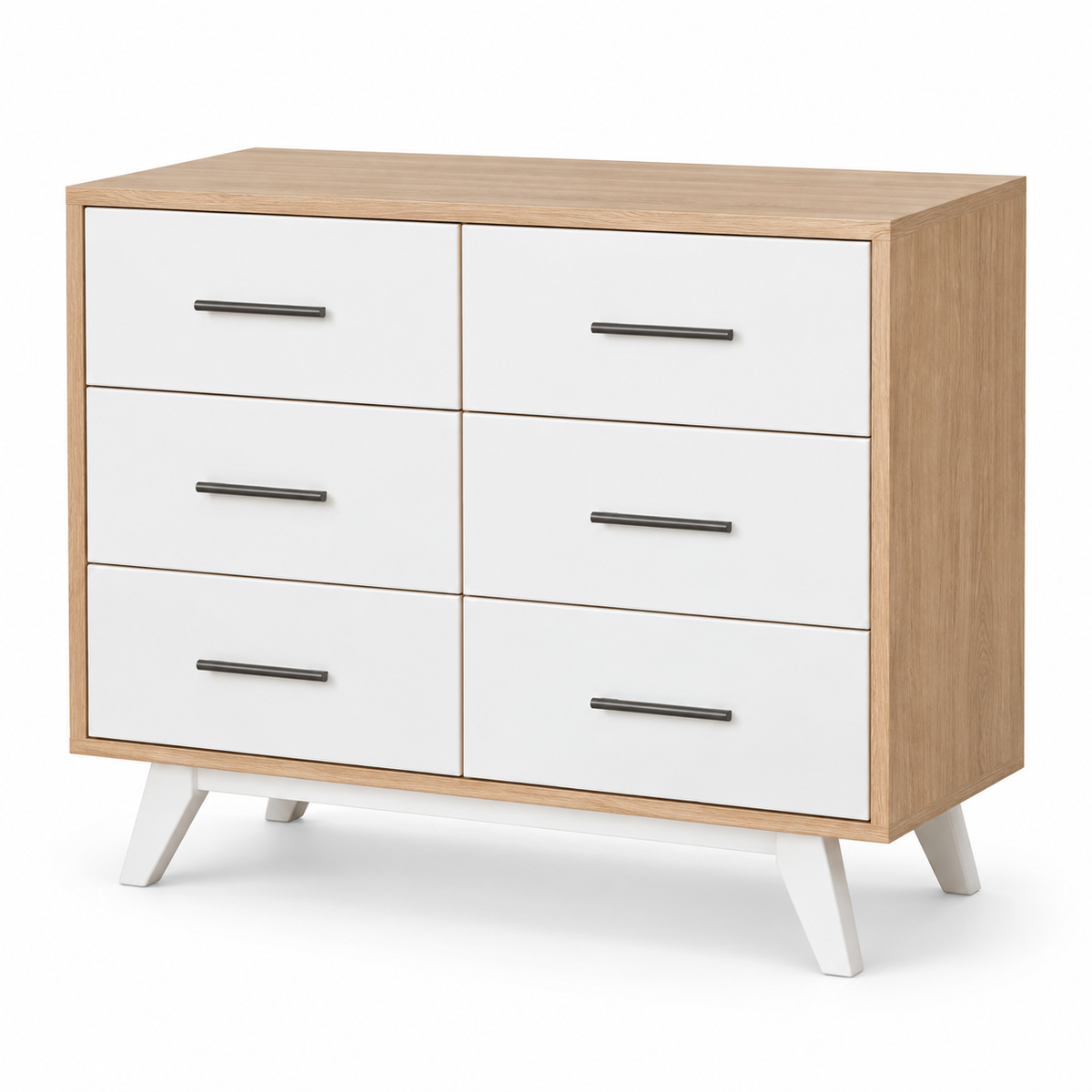وحدة أدراج MDF 6 أدراج بيچ وأبيض - 100×80×40 سم