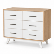 وحدة أدراج MDF 6 أدراج بيچ وأبيض - 100×80×40 سم