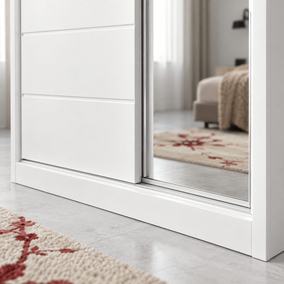 دولاب MDF ضلفتين أبيض - 220×120×50 سم