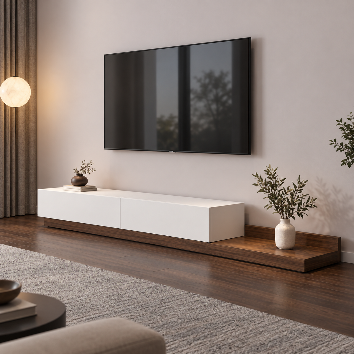 وحدة تلفزيون ميلامين + MDF إسباني - 30×200×40 سم