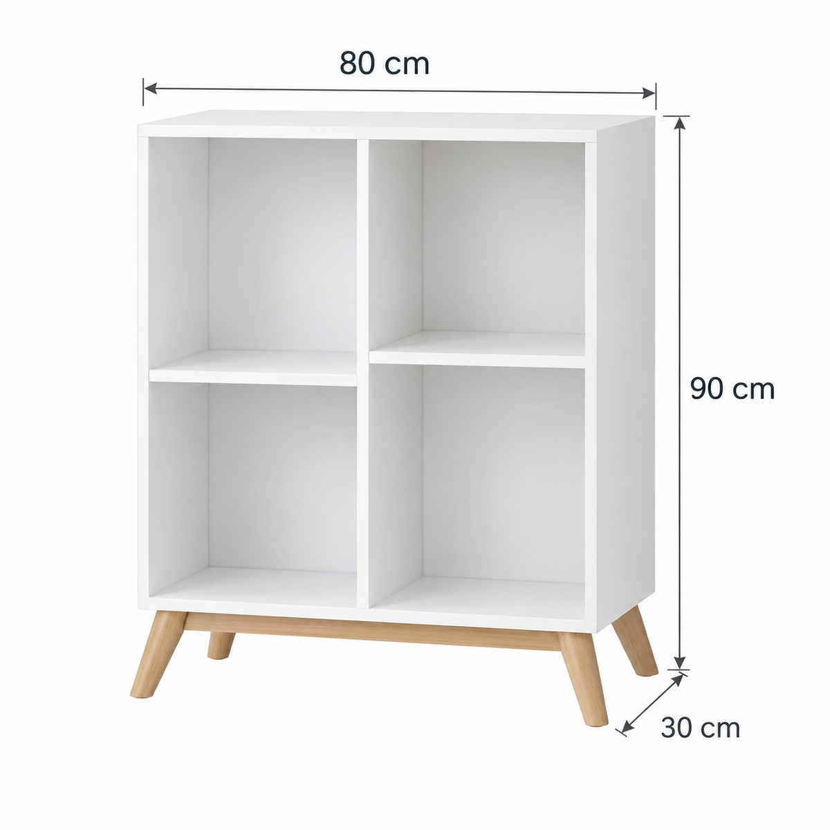 مكتبة MDF أبيض وبيچ - 80×90×30 سم