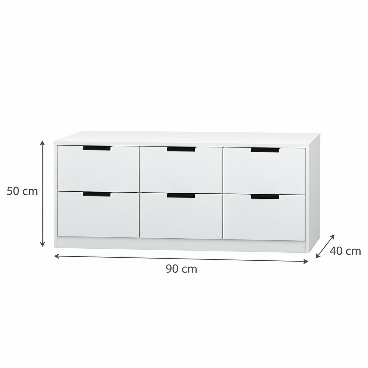 وحدة أدراج MDF 6 أدراج أبيض - 50×90×40 سم