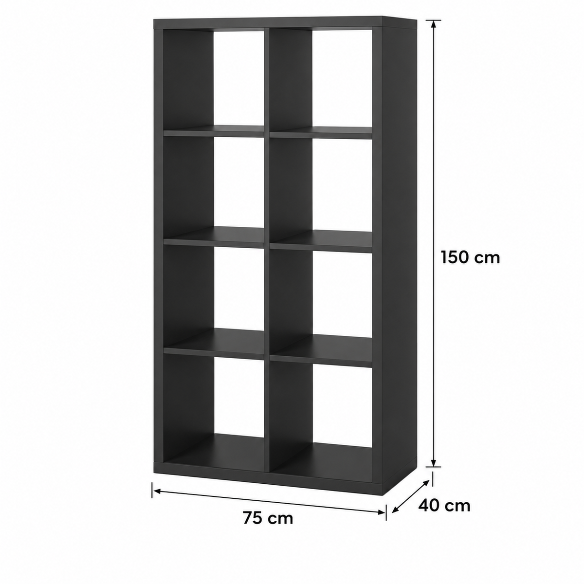مكتبة MDF أسود - 150×75×40 سم