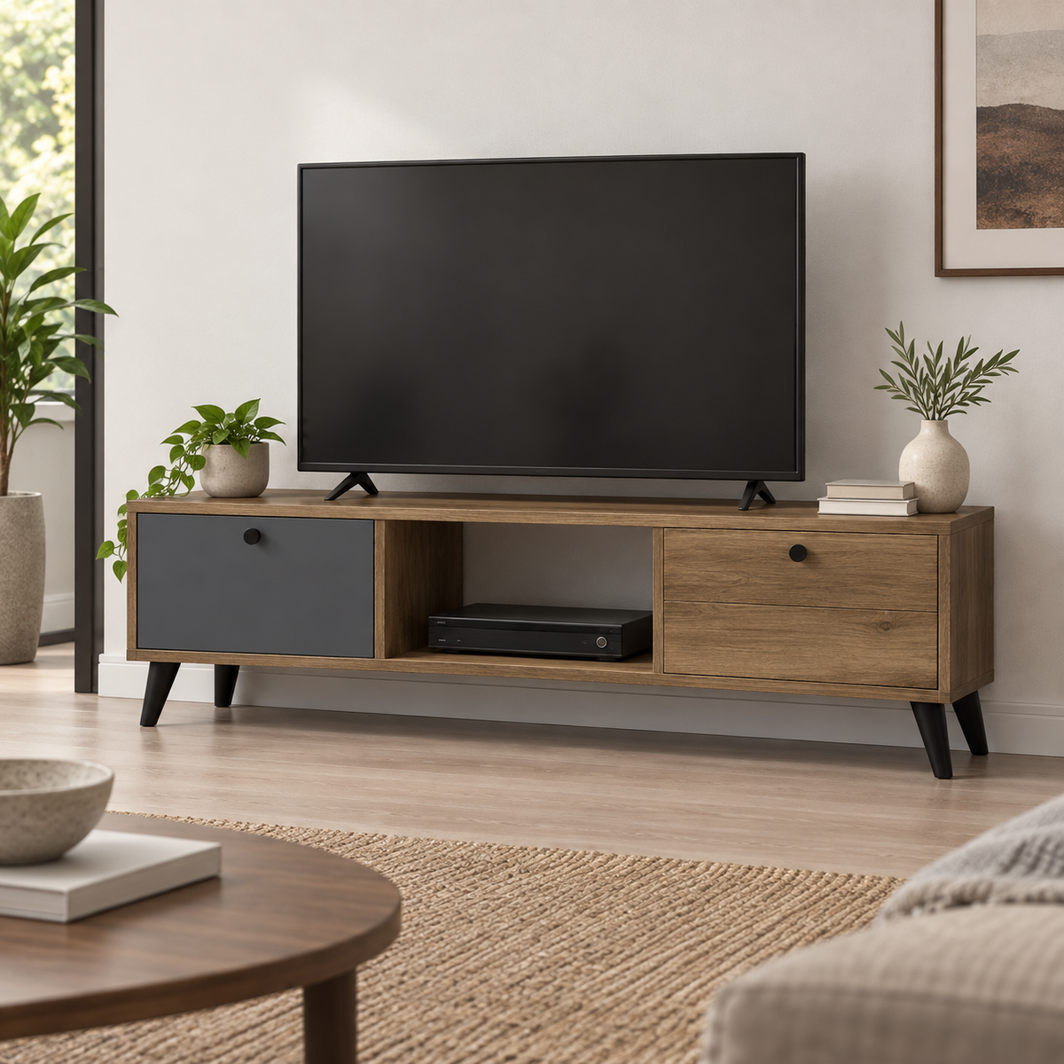ترابيزة تلفزيون MDF - 30×140 سم - موديل LOG189