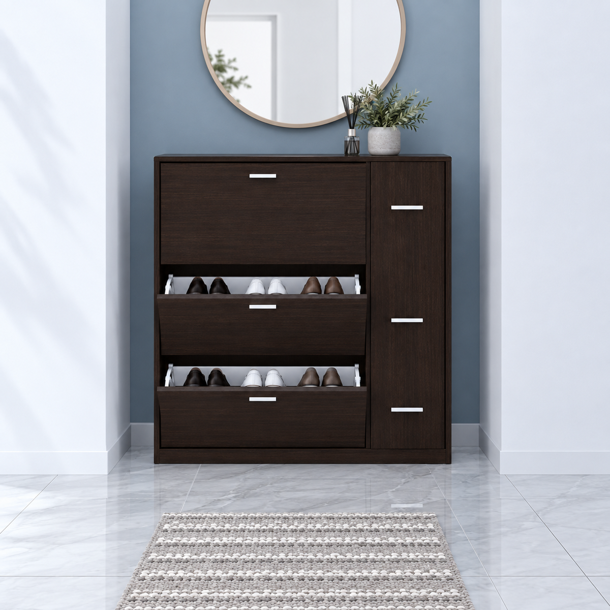 جزامة MDF بدرجين متحركين بني وأبيض - 110×110×30 سم