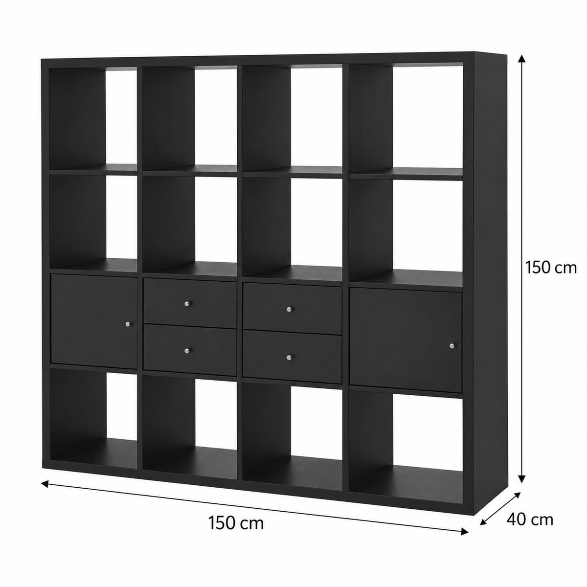 مكتبة MDF أسود - 150×150×40 سم