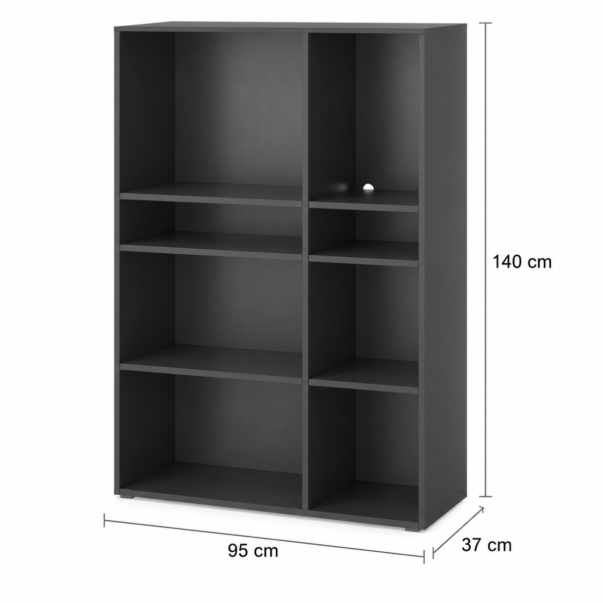 مكتبة MDF أسود - 140×95×37 سم