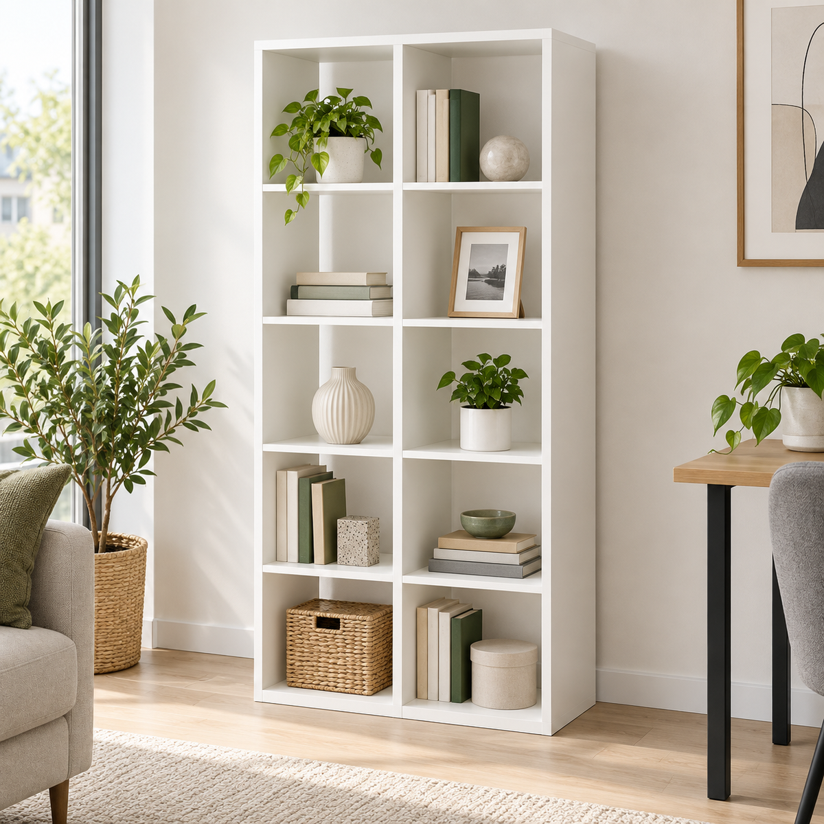 مكتبة MDF أبيض - 150×75×40 سم