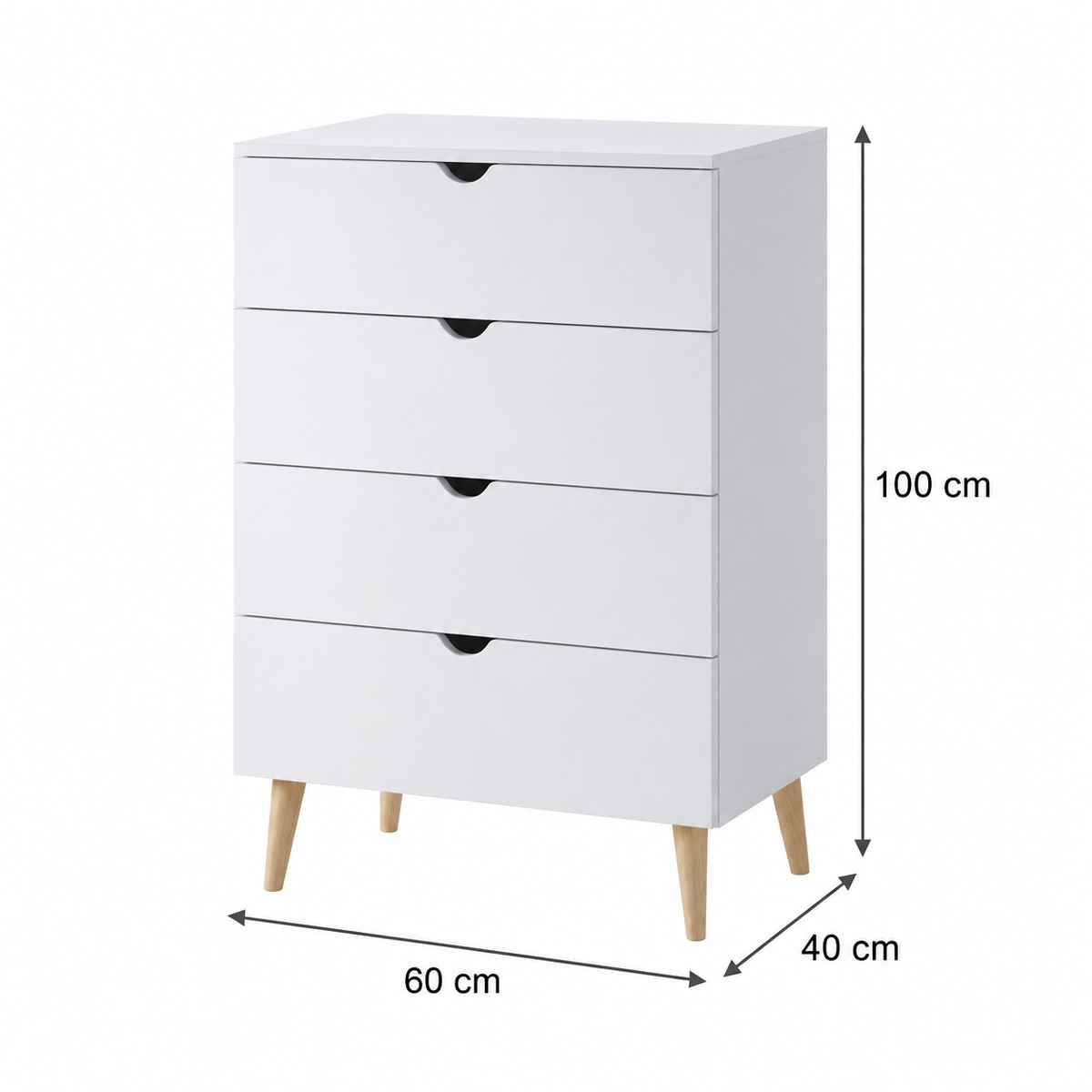 وحدة أدراج MDF 4 أدراج أبيض وبيچ - 100×60×40 سم