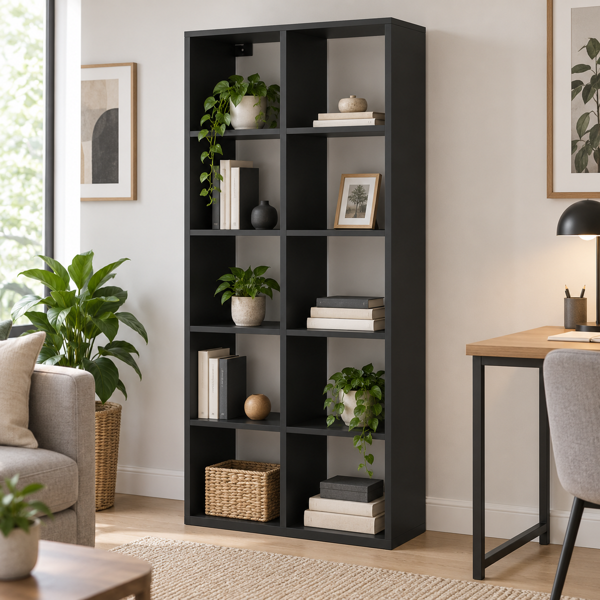 مكتبة MDF أسود - 150×75×40 سم