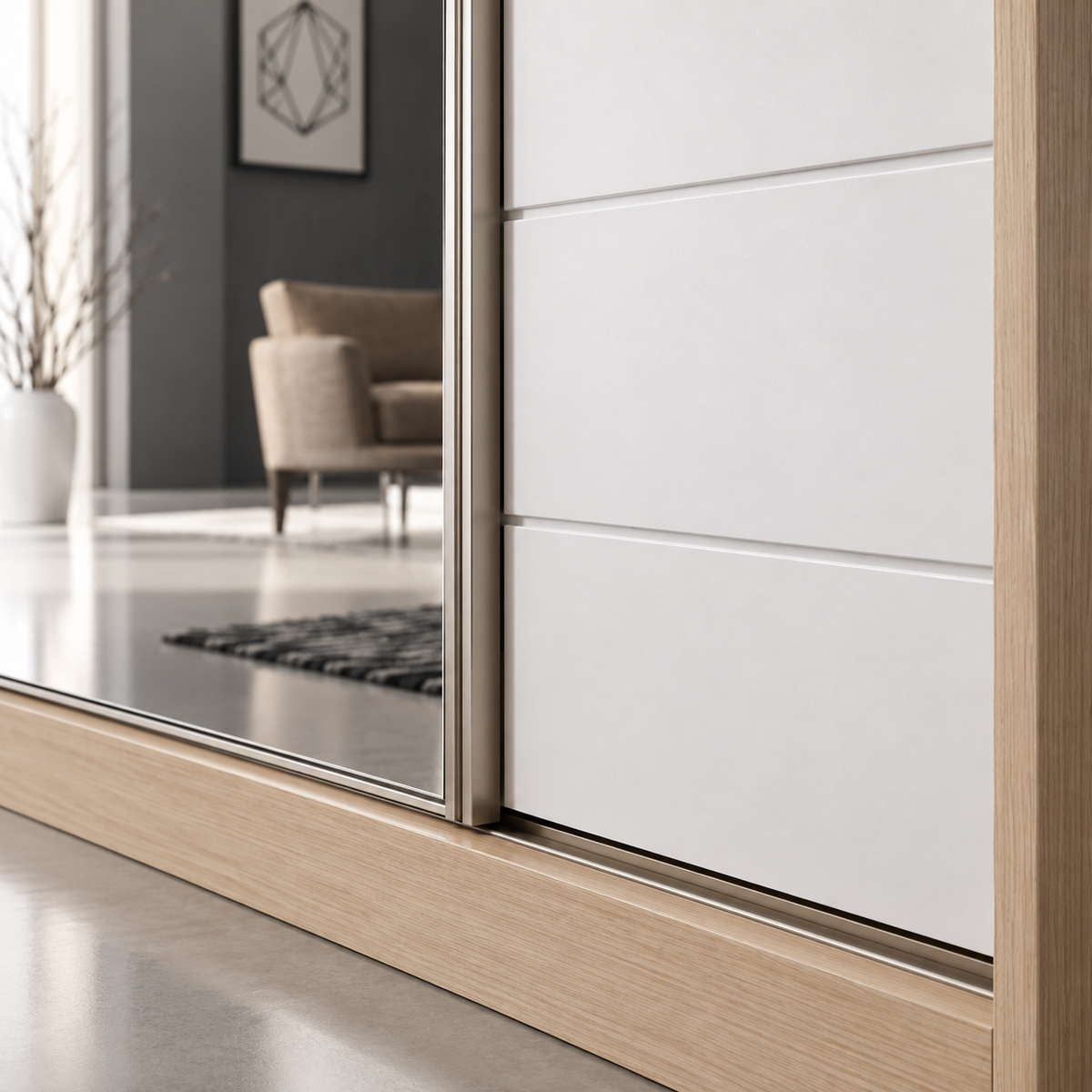 دولاب MDF ضلفتين بيچ - 220×180×50 سم