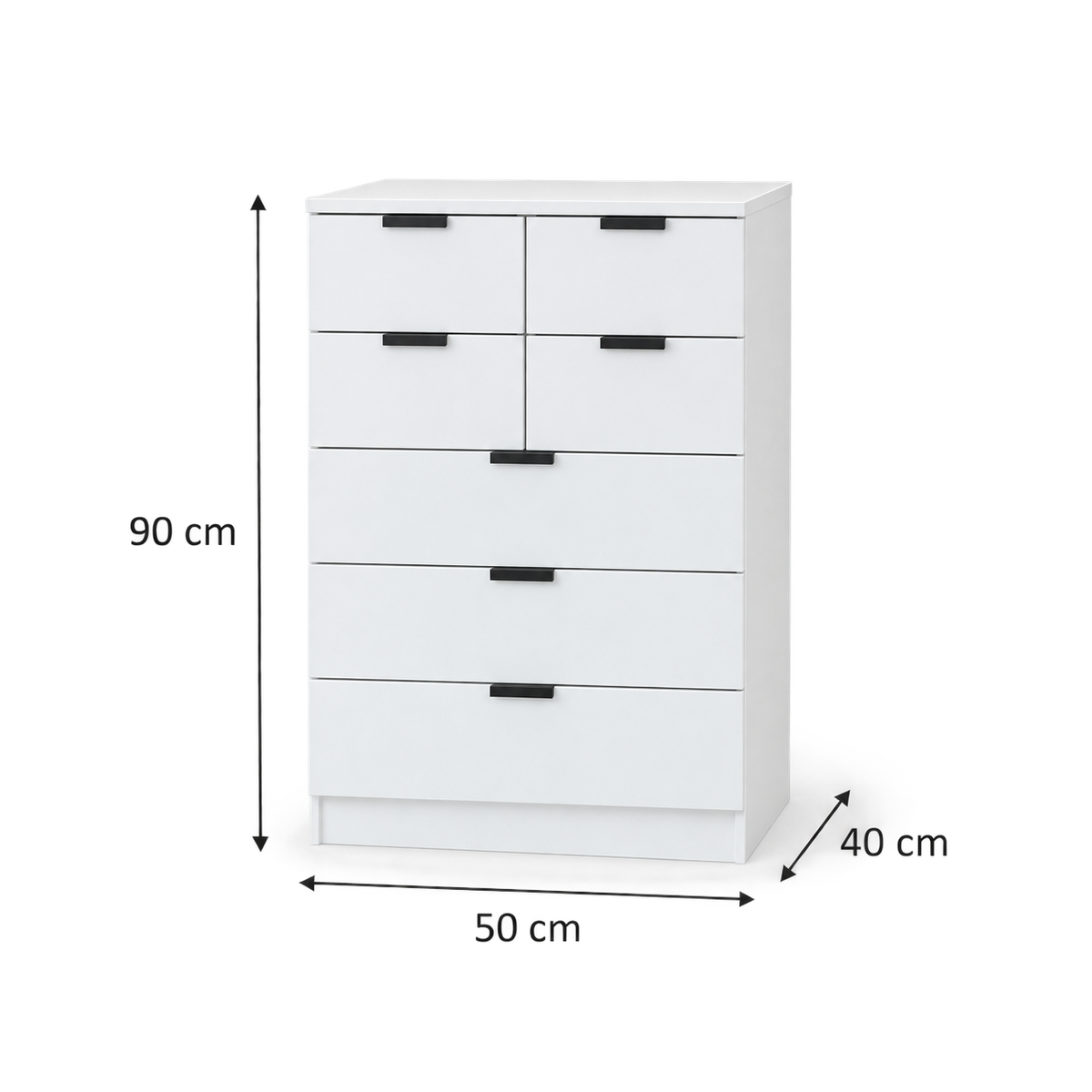 وحدة أدراج MDF 7 أدراج أبيض - 90×50×40 سم