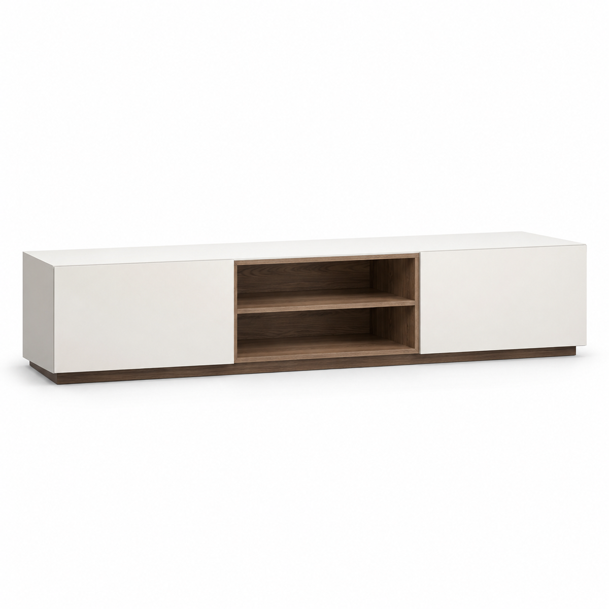 وحدة تلفزيون MDF بيچ وأبيض - 35×180×30 سم