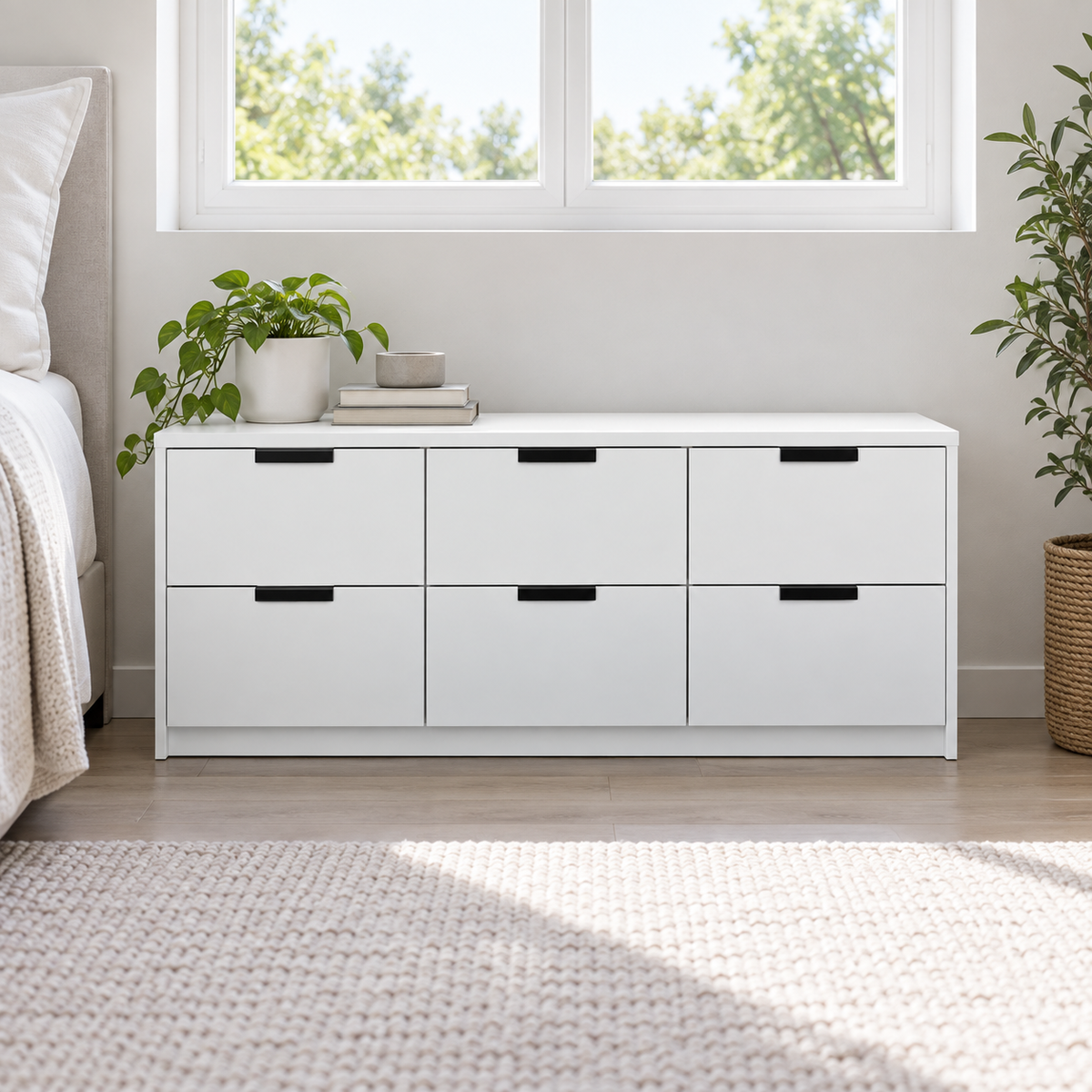 وحدة أدراج MDF 6 أدراج أبيض - 50×90×40 سم