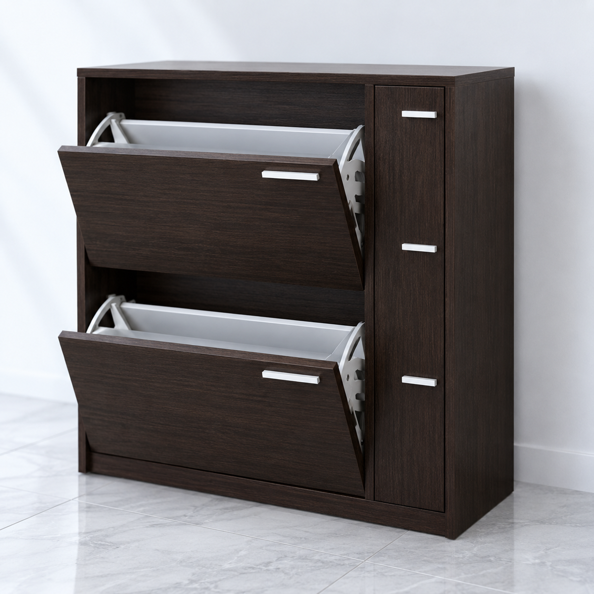 جزامة MDF بدرجين متحركين بني وأبيض - 110×110×30 سم