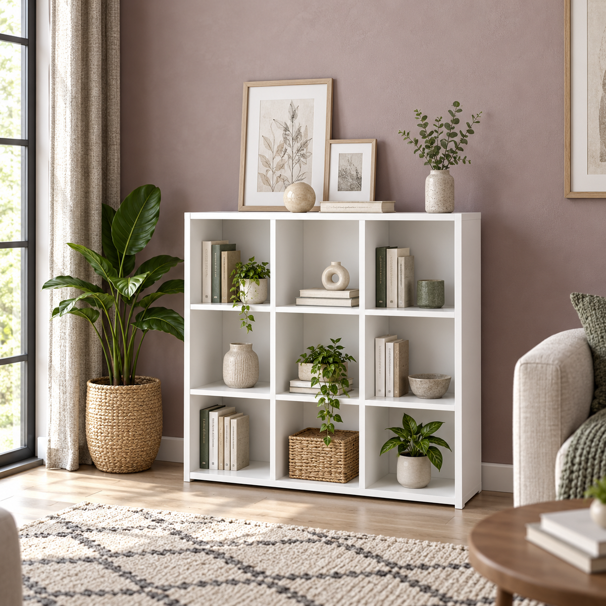 مكتبة MDF أبيض - 84×30×80×28 سم