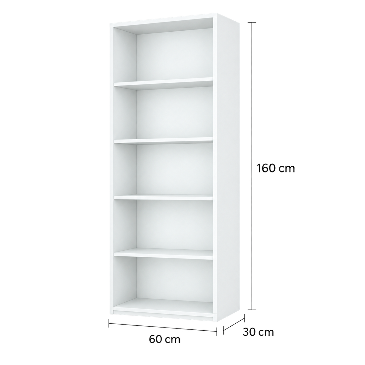 مكتبة MDF أبيض - 160×30×60×28 سم