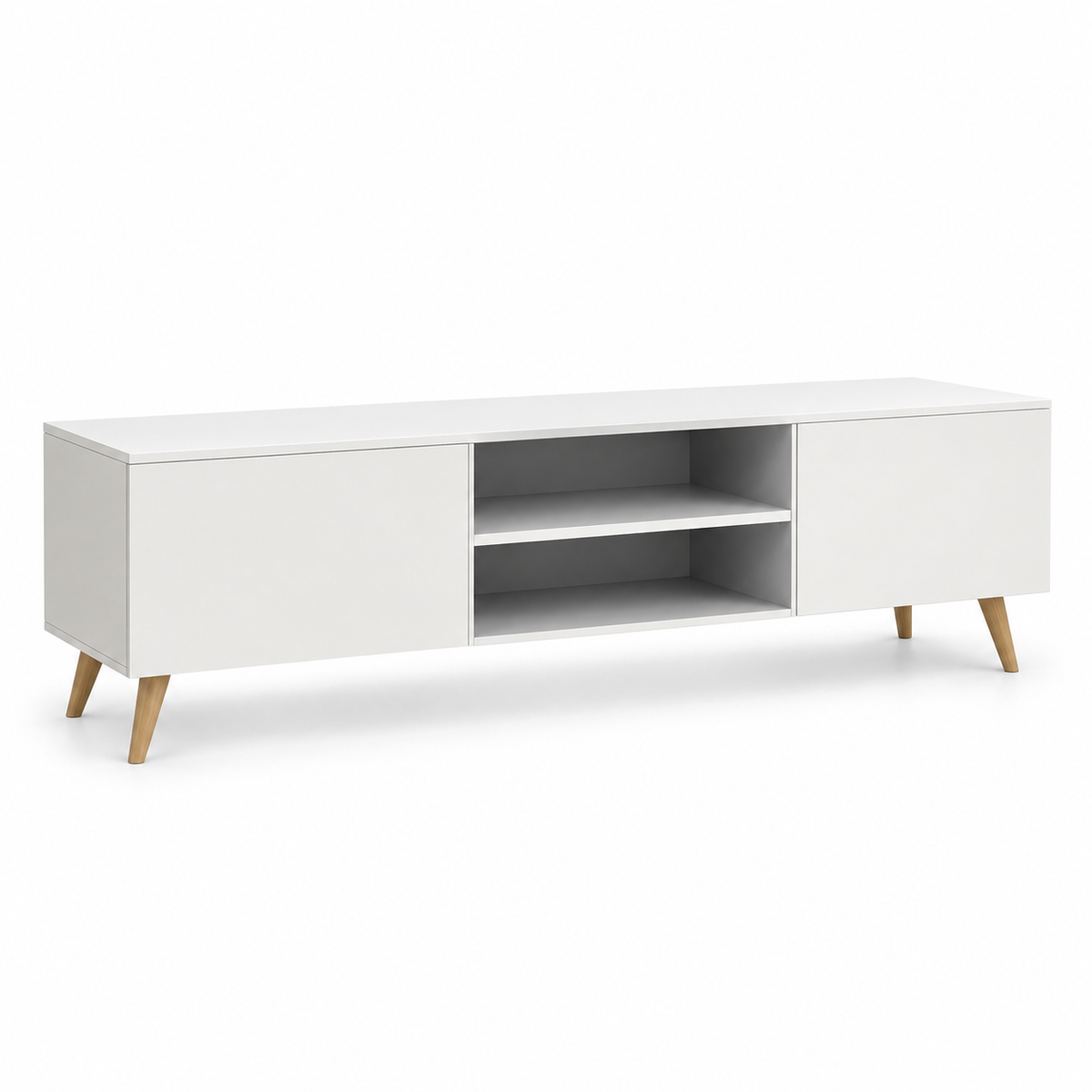 وحدة تلفزيون MDF أبيض وبيچ - 50×160×30 سم