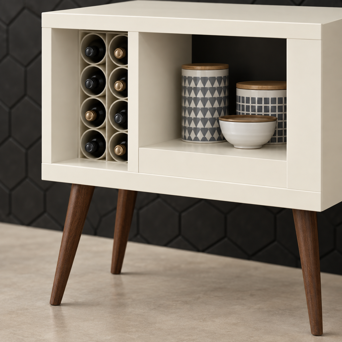 ركن قهوة MDF أبيض وبني - 80×30×80 سم - التوحيد والنور