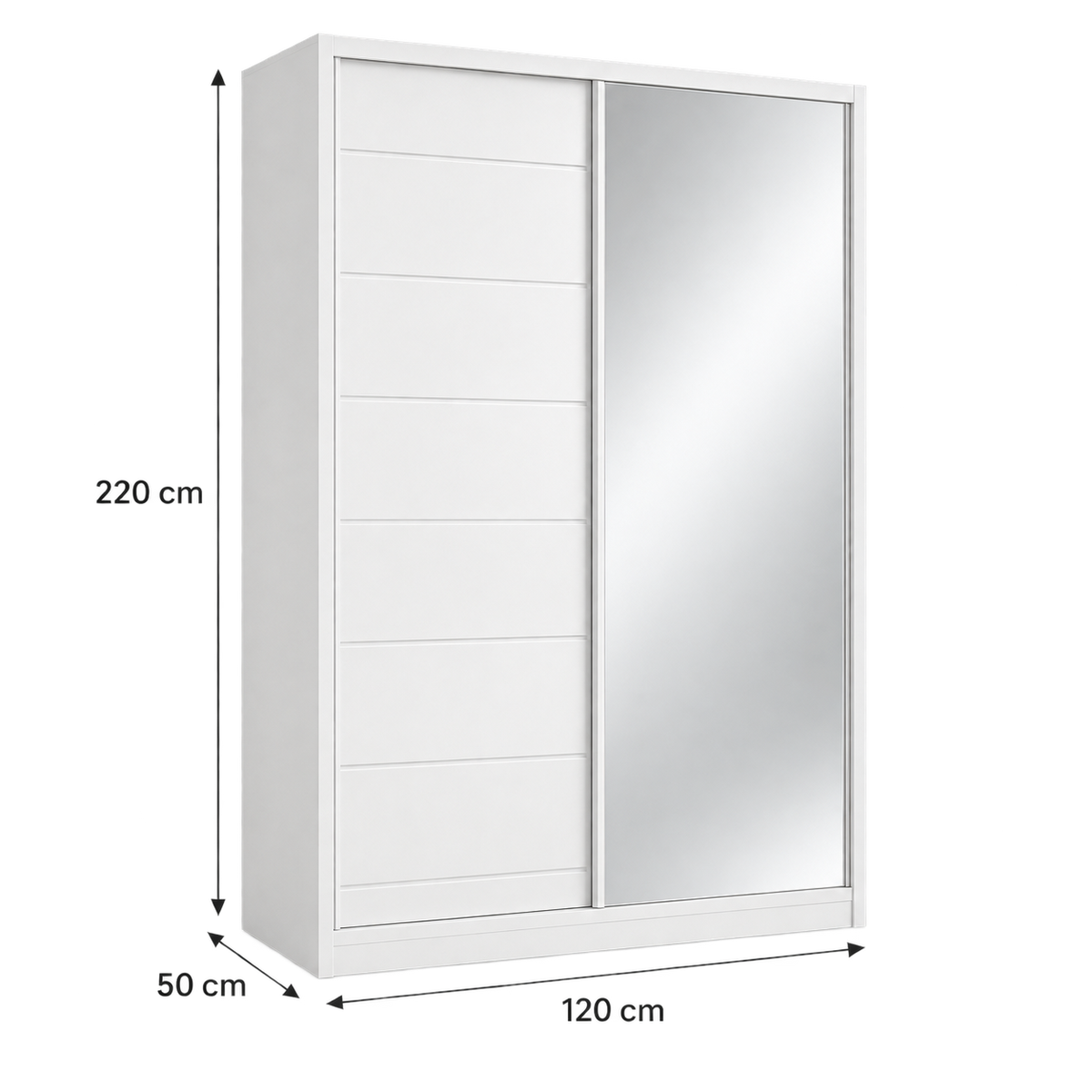 دولاب MDF ضلفتين أبيض - 220×120×50 سم