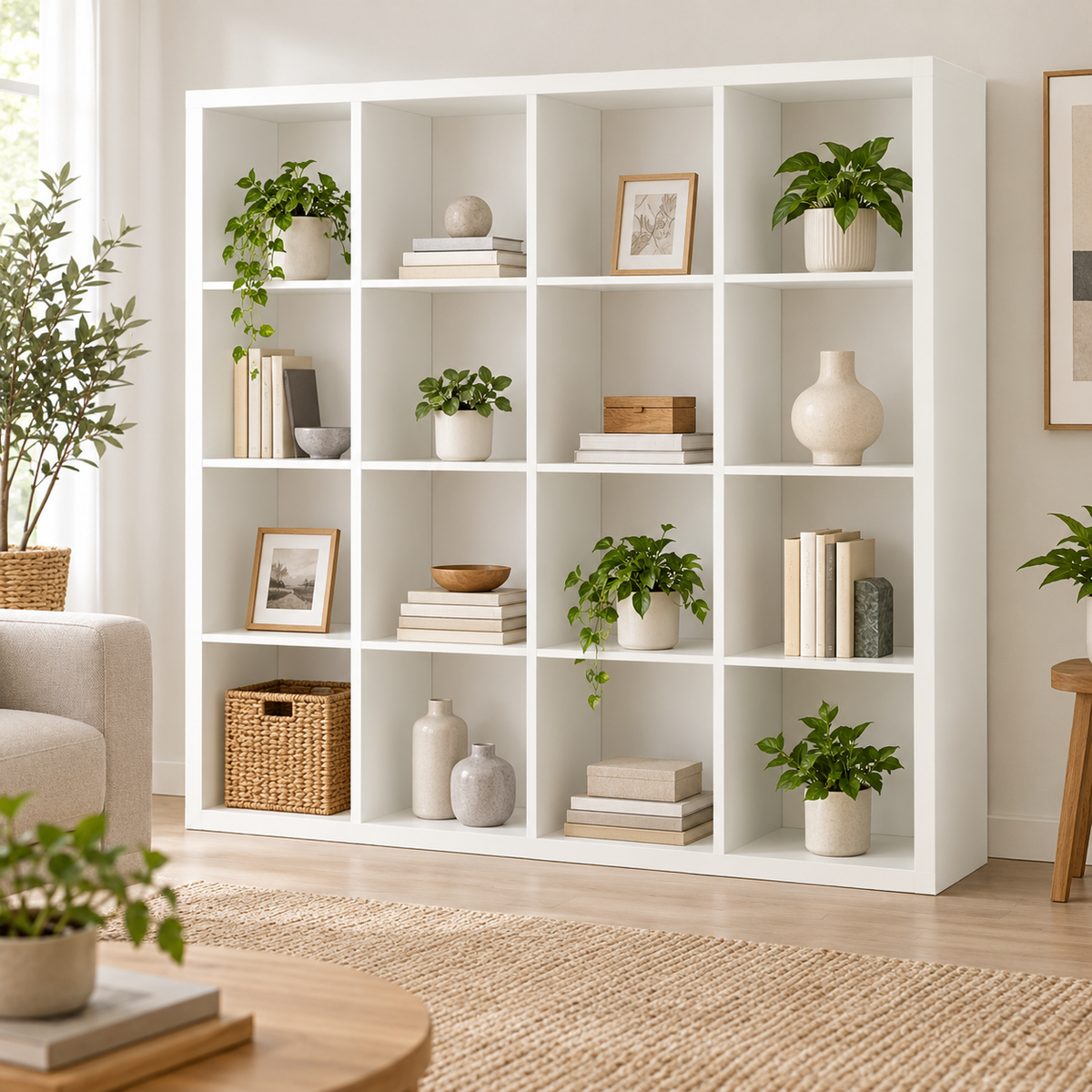 مكتبة MDF أبيض - 150×150×40 سم