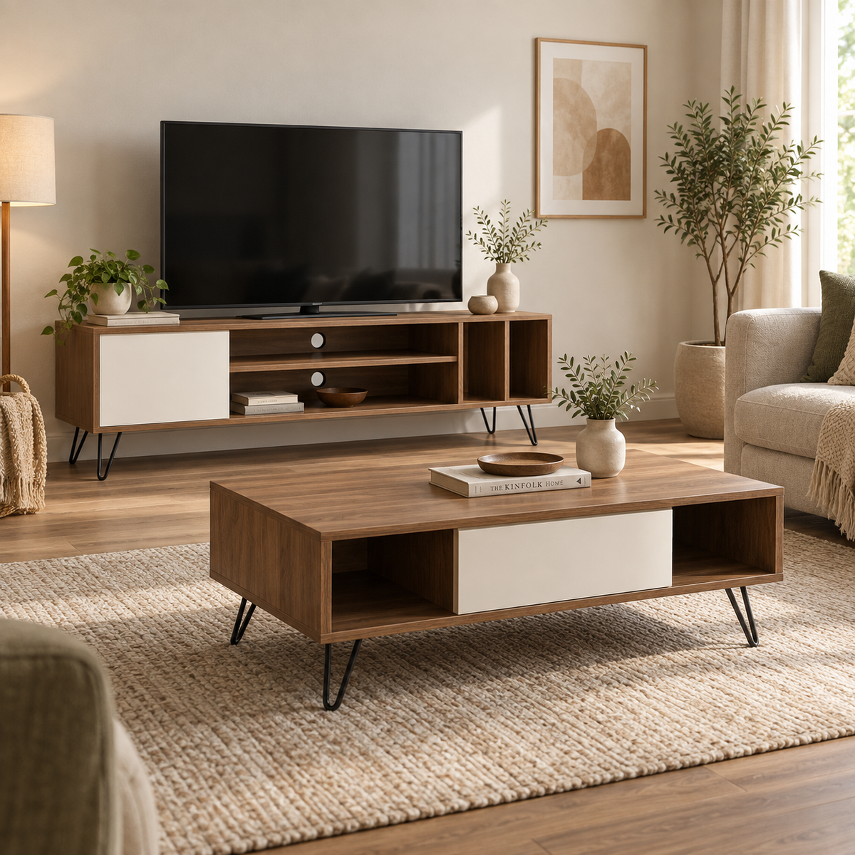 وحدة تلفزيون + ترابيزة قهوة MDF - موديل WM45