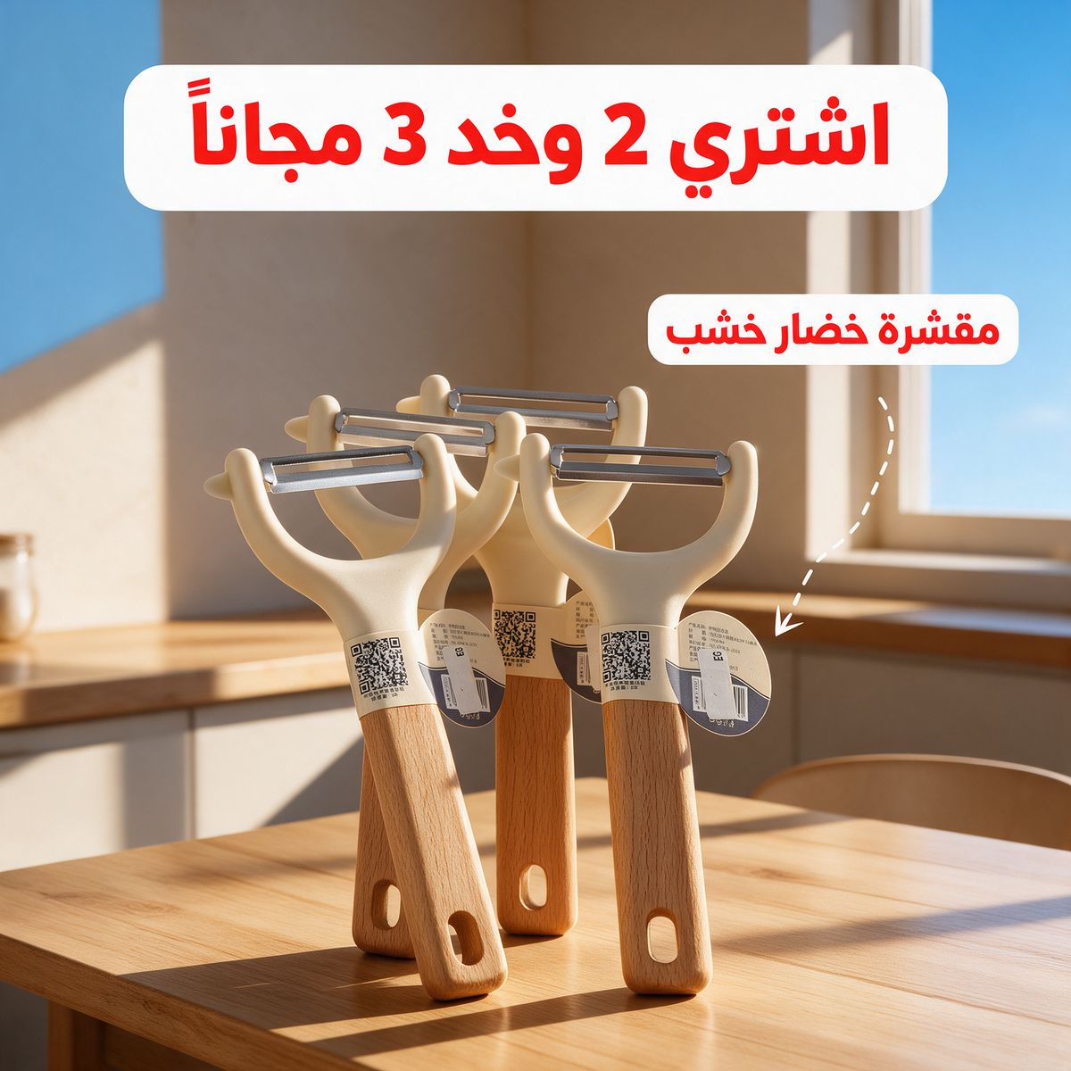 اشتري 2 وخد 3 مجاناً - مقشرة خضار خشب