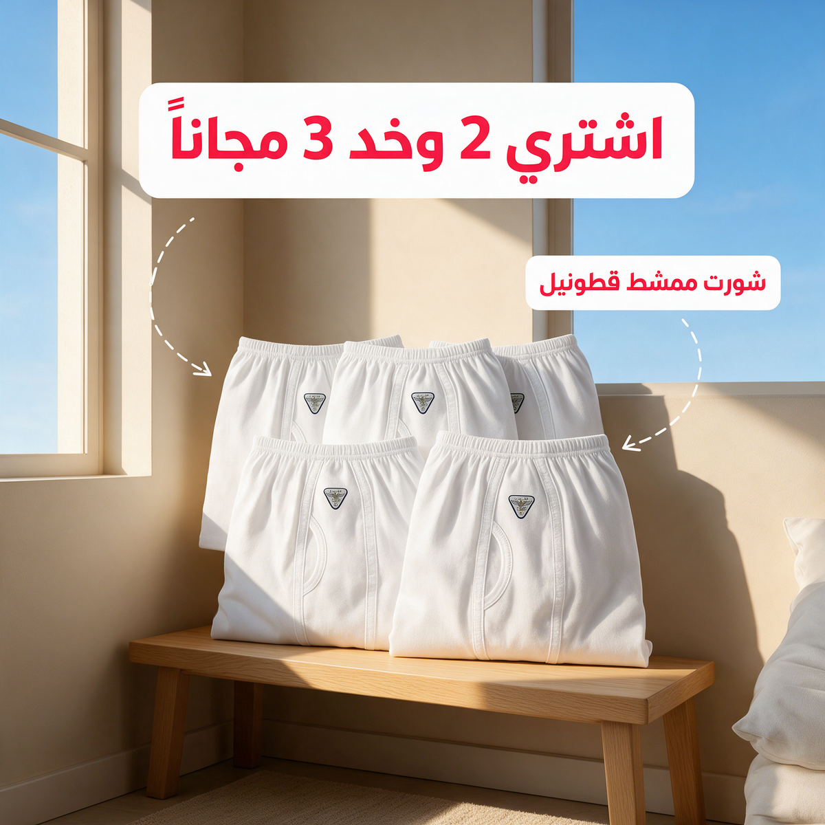 اشتري 2 وخد 3 مجاناً - شورت ممشط قطونيل