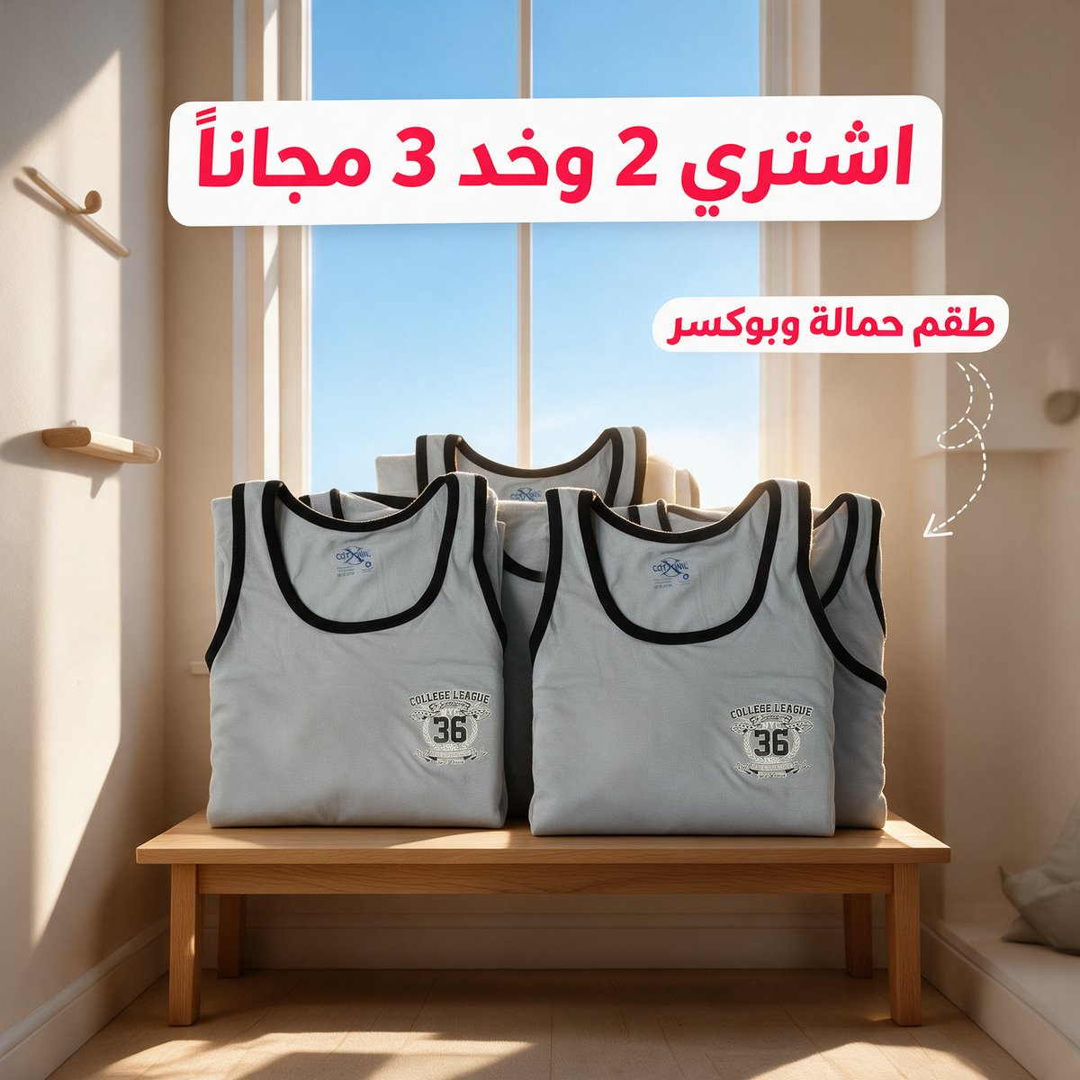 اشتري 2 وخد 3 مجاناً - طقم حمالة وبوكسر
