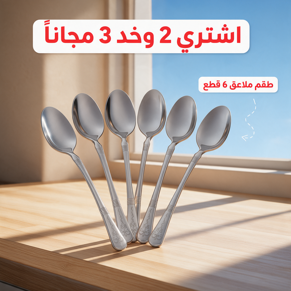 اشتري 2 وخد 3 مجاناً - طقم ملاعق 6 قطع