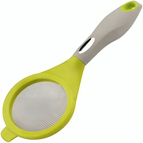 Silicone strainer with handle, display case